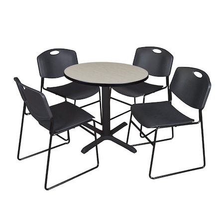 Cain Cain Round Table & Chair Set, Wood, Metal, Polypropylene Top TB30RNDPL44BK